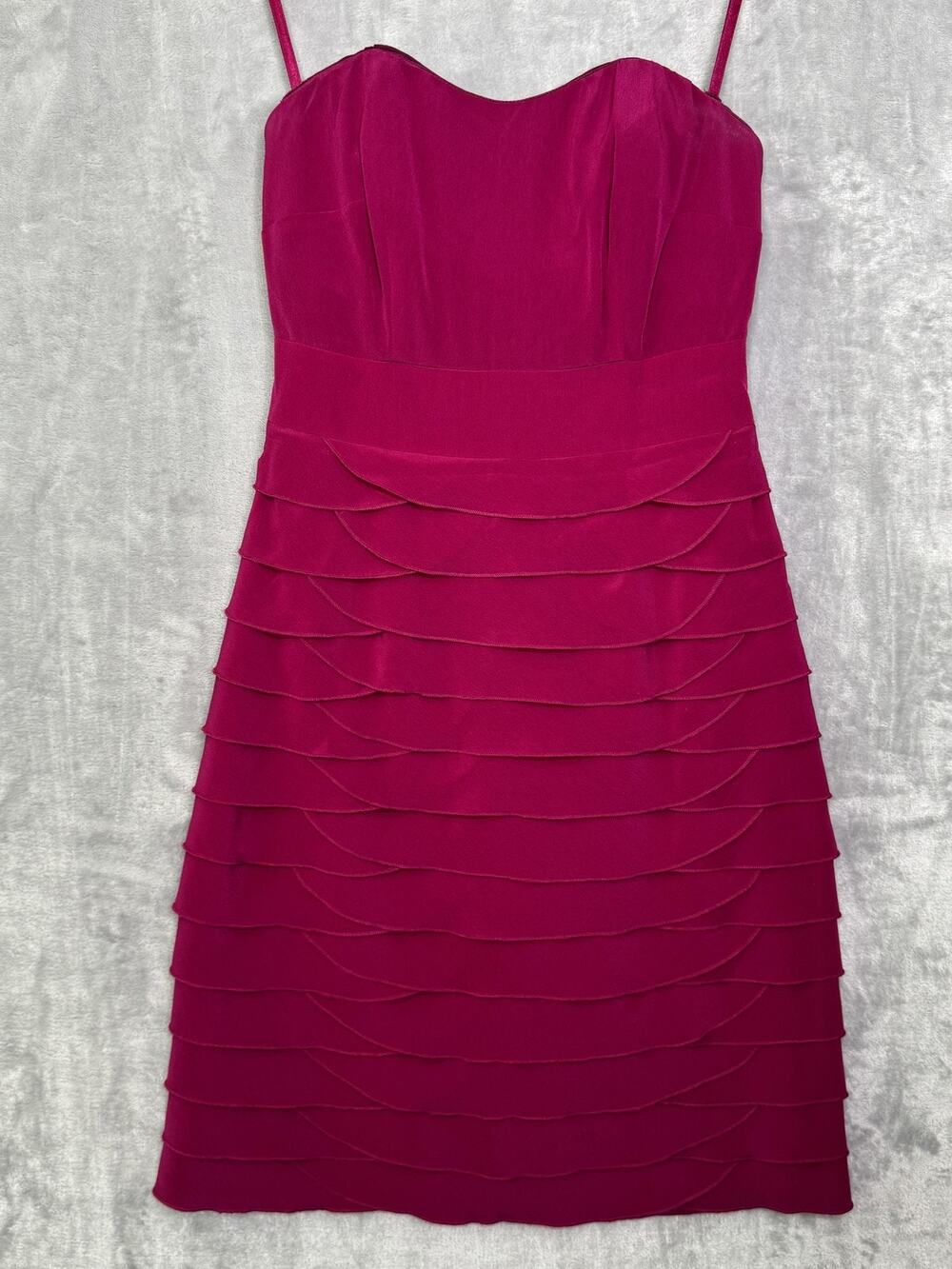 Gianni Bini Dress Womens 0 Pink Strap Tiered Ruffle Cocktail Party Lined Formal